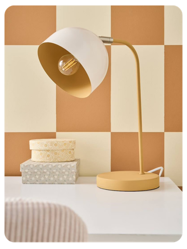 Tischlampe mit Schirm drehbar 360°, Kinderzimmer - zimt