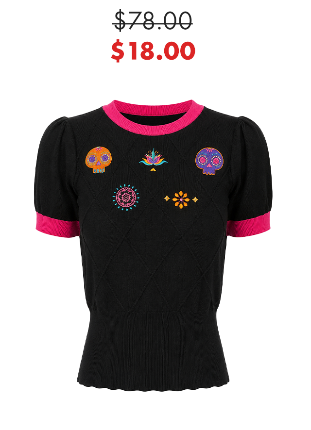 Unique Vintage Day of the Dead Embroidered Sweater