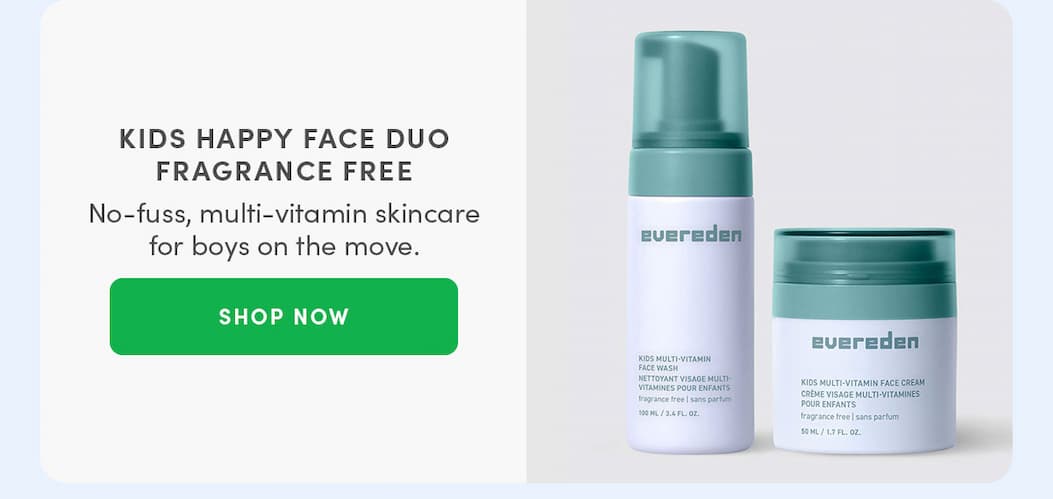 Kids Happy Face Duo Fragrance Free- multi vitamin skincare for boys on the move