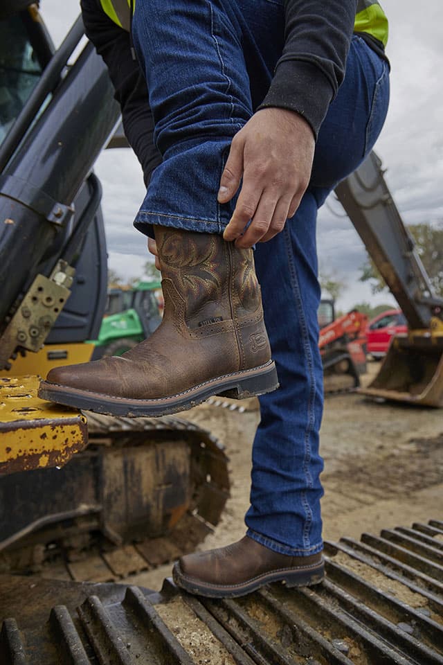 Driller 11" Steel Toe boot in dark brown.