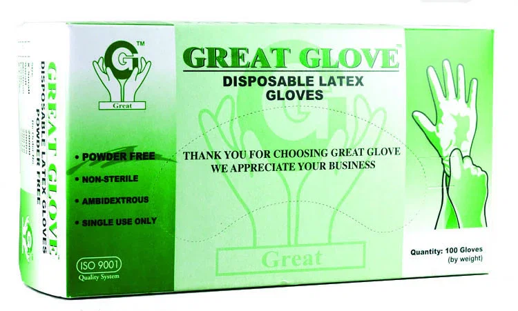Image of Great Gloves - 4.5 Mil 100 Pcs Thickness Textured Polymer Coated Powder Free Latex Gloves - Box