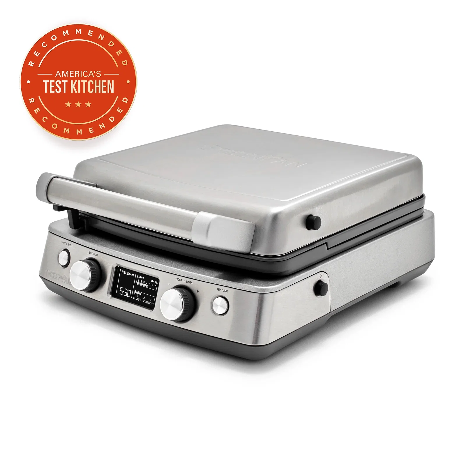 Image of Elite Ceramic Nonstick 4-Square Waffle Maker | Premiere Stainless Steel