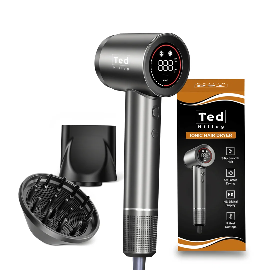 Image of Ted Hilley VelvetDry Föhn met diffuser Platinum Silver