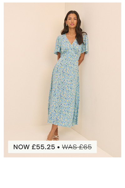 Blue Floral Atlas Midi Dress