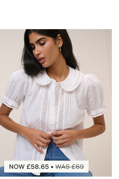 White Broderie Anglaise Peter Pan Collar Blouse