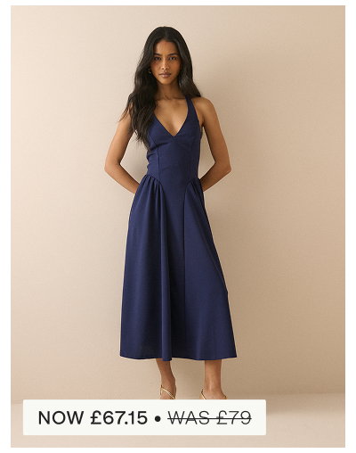 Navy Halterneck Amie Midi Dress