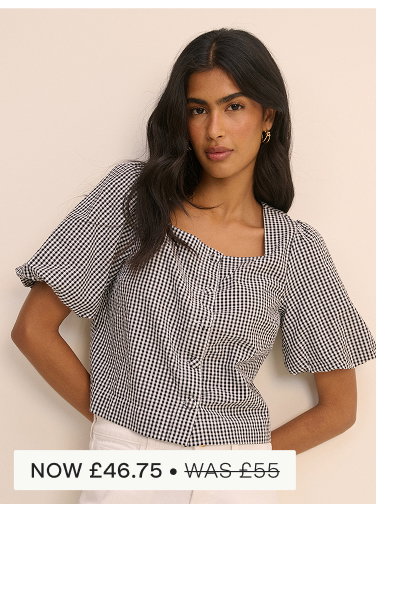 Black and White Gingham Puff Sleeve Sammie Top
