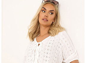 YOURS - Top Blanc Broderie Anglaise Peplum Volanté