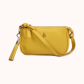 'ROSE' Sunflower Pebble Grain Real Leather Shoulder Bag
