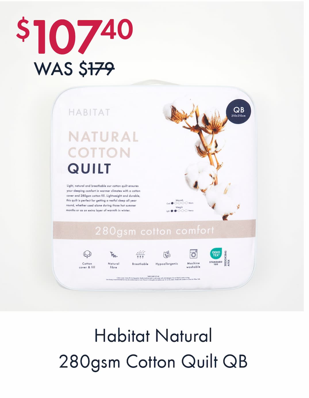 Natural 280gsm Cotton Quilt