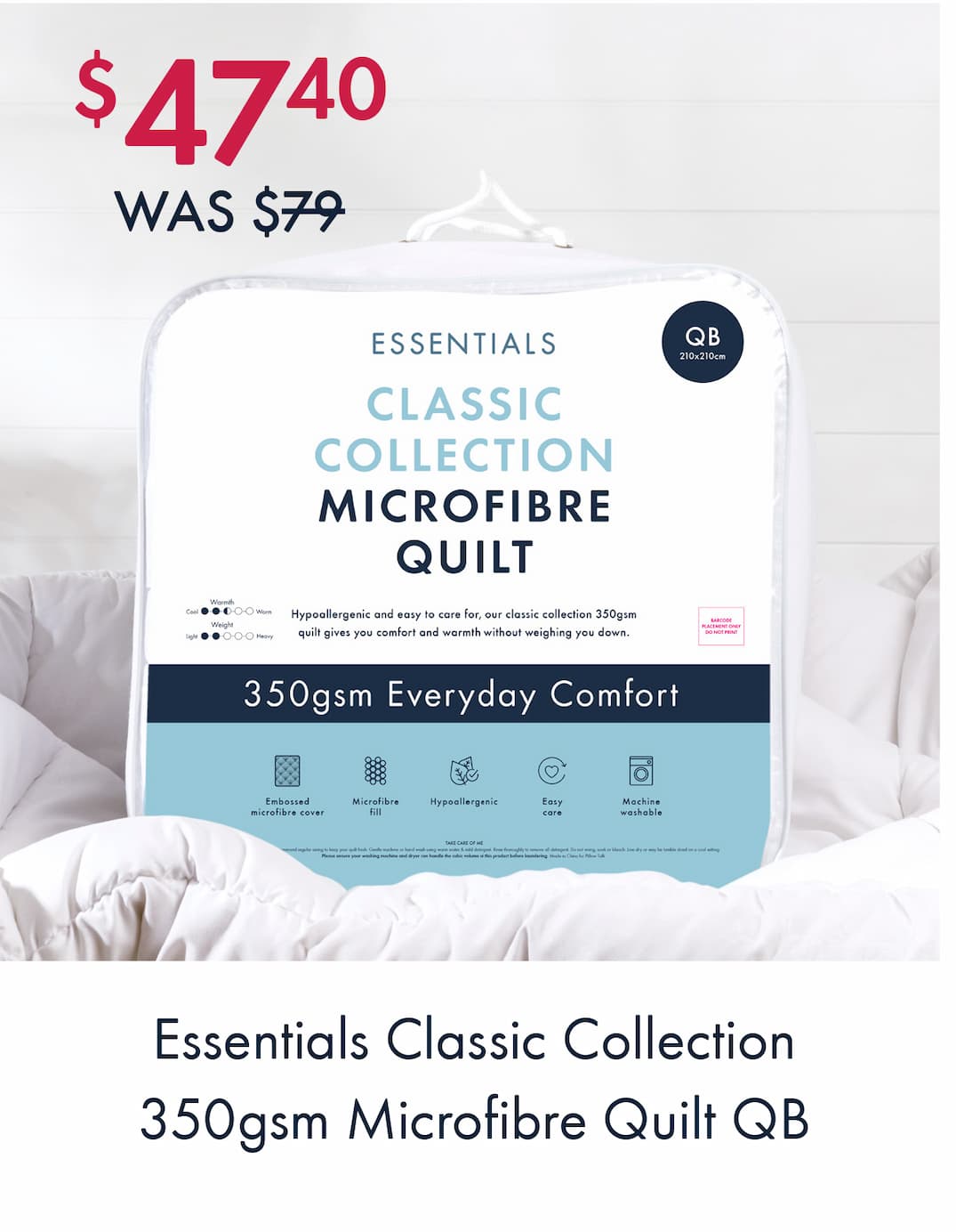 Classic Collection 350gsm Microfibre Quilt