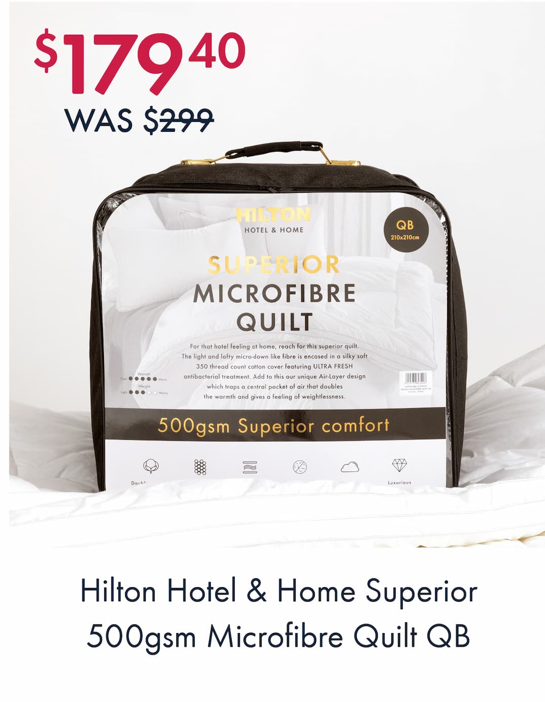 Hotel & Home Superior 500gsm Microfibre Quilt