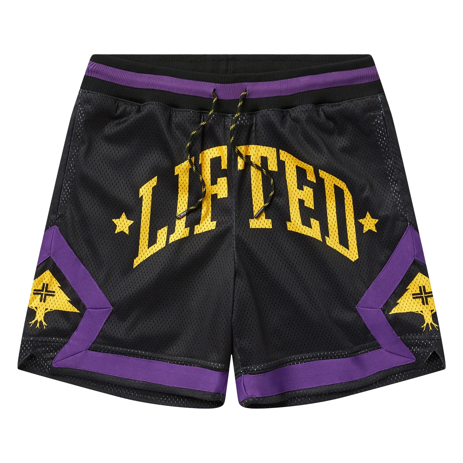 Image of RESOLUTIONARY LIFTED MESH SHORTS - BLACK/PURPLE