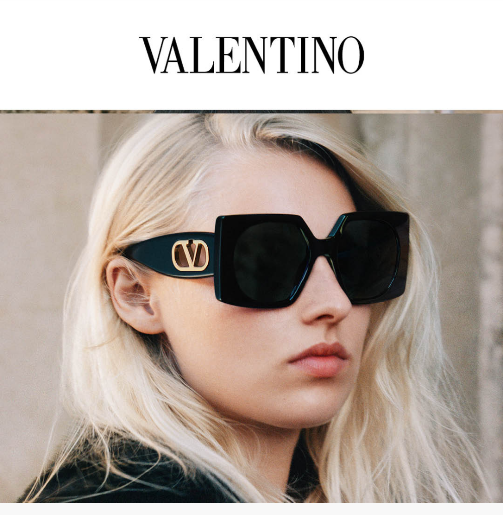 model wearing valentino sunglasses