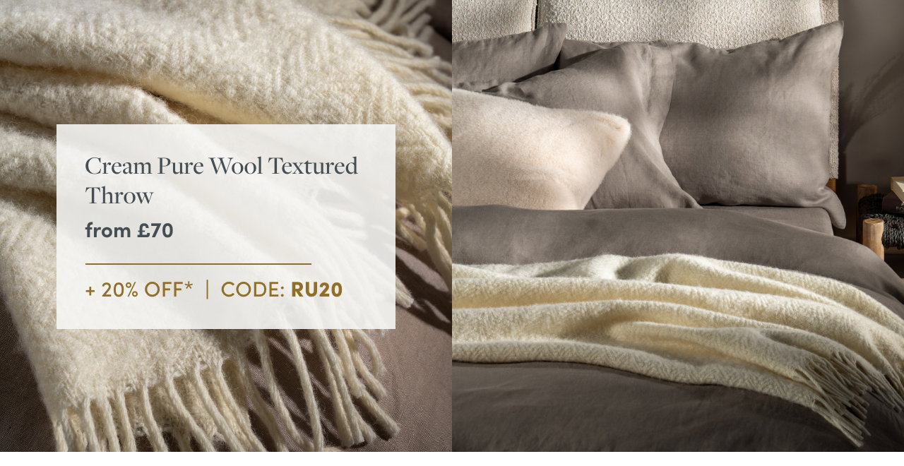 Cream Pure Wool Textured Throw