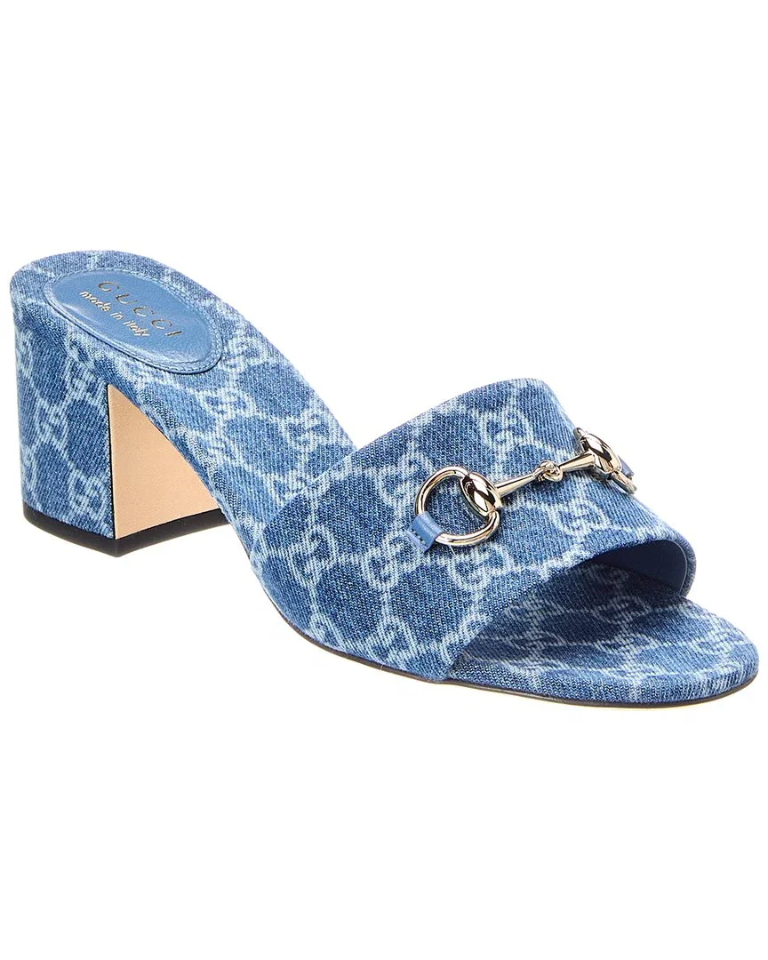 Image of Gucci Horsebit Gg Denim Sandal