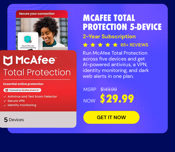 McAfee Total Protection 5-Device: 2-Year Subscription