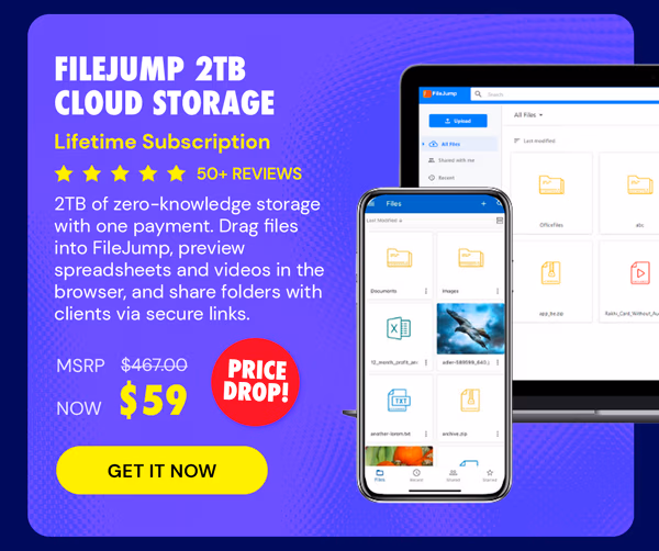 FileJump 2TB Cloud Storage: Lifetime Subscription