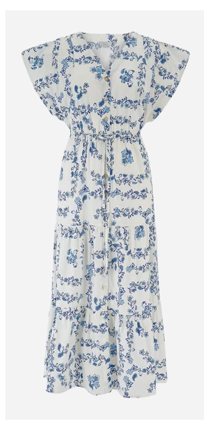 Roza Dress In Ceramic Floral