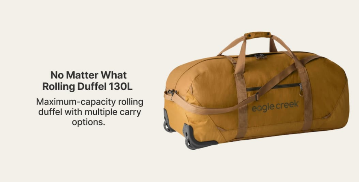 No Matter What 130L Rolling Duffel Bag