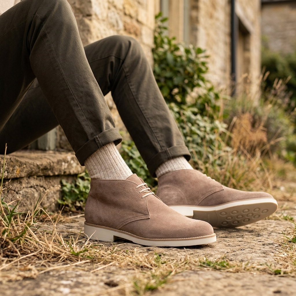 Herring Warren desert boots in taupe suede