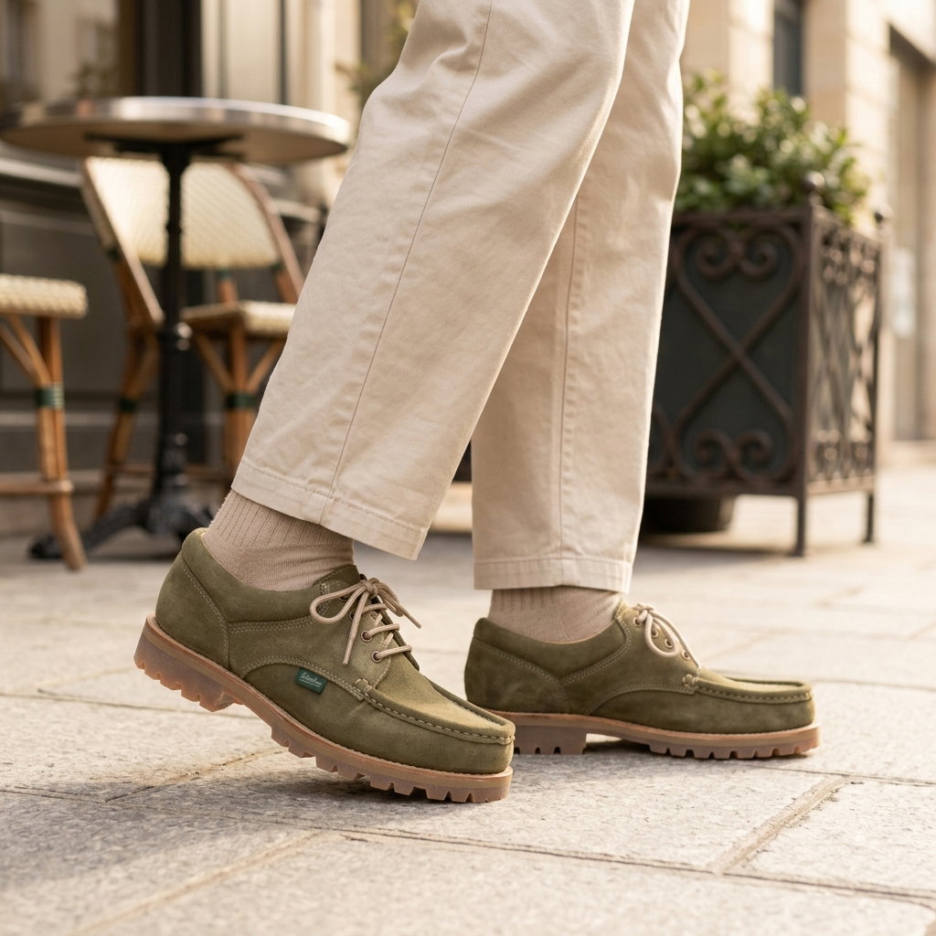 Paraboot Thiers Derby shoes in velours kaki