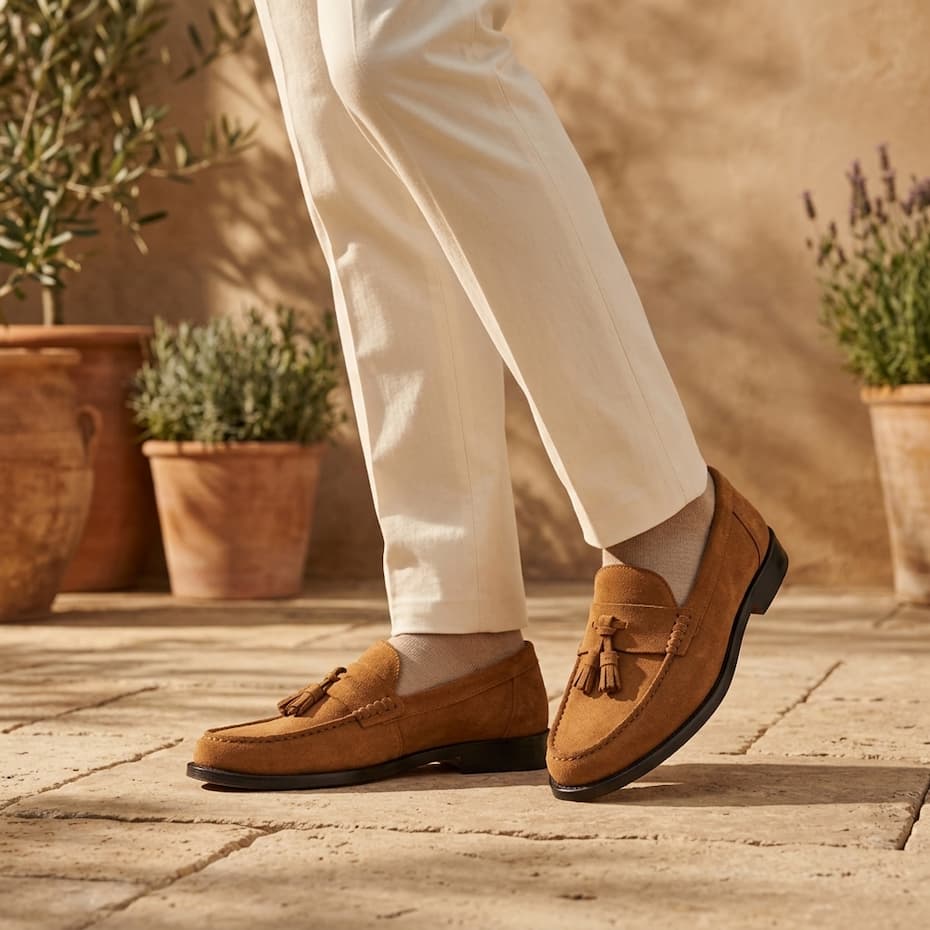 Herring Genoa tasselled loafers in tan suede