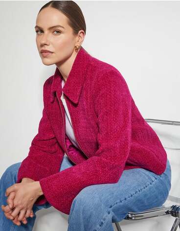 Teagan Tweed Crop Jacket Pink