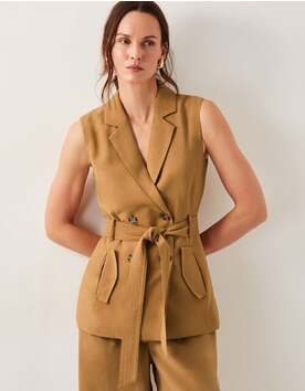 Nina Double Breasted Waistcoat Brown
