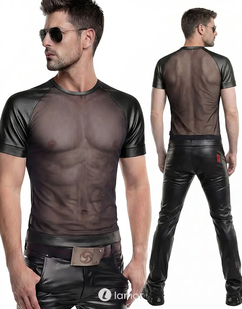 Heren mesh T-shirt zwart, ADDan001