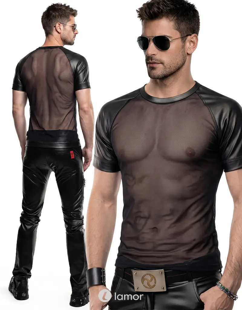 Heren mesh T-shirt zwart, ADYans001