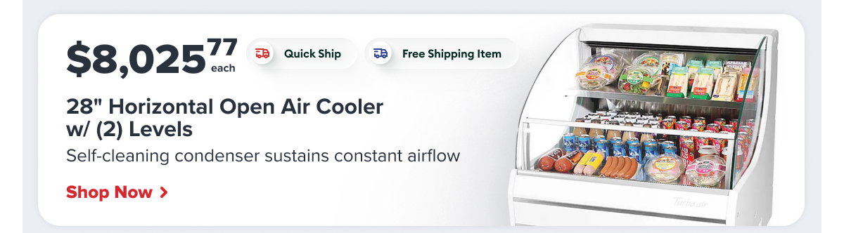 Turbo Air 28" Horizontal Open Air Cooler w/ (2) Levels