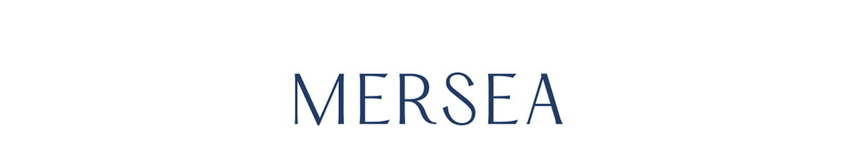MERSEA logo in navy blue and all caps