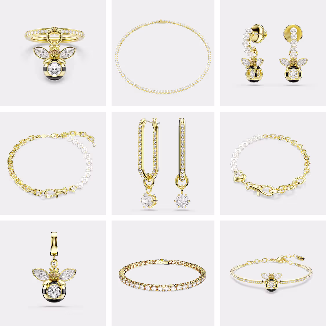 Goldfarbener Schmuck mit Bienenmotiv
