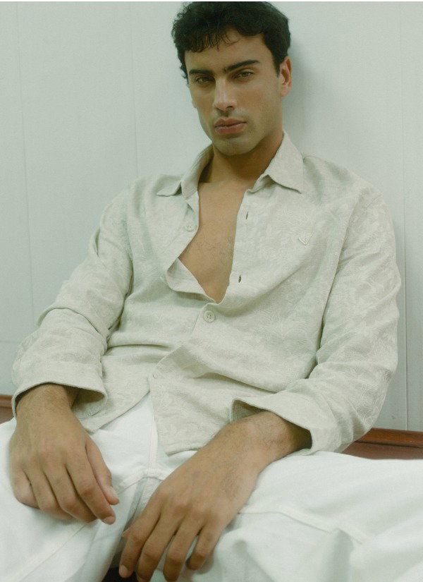 Shop the Taupe Flower All Over Jacquard Overshirt