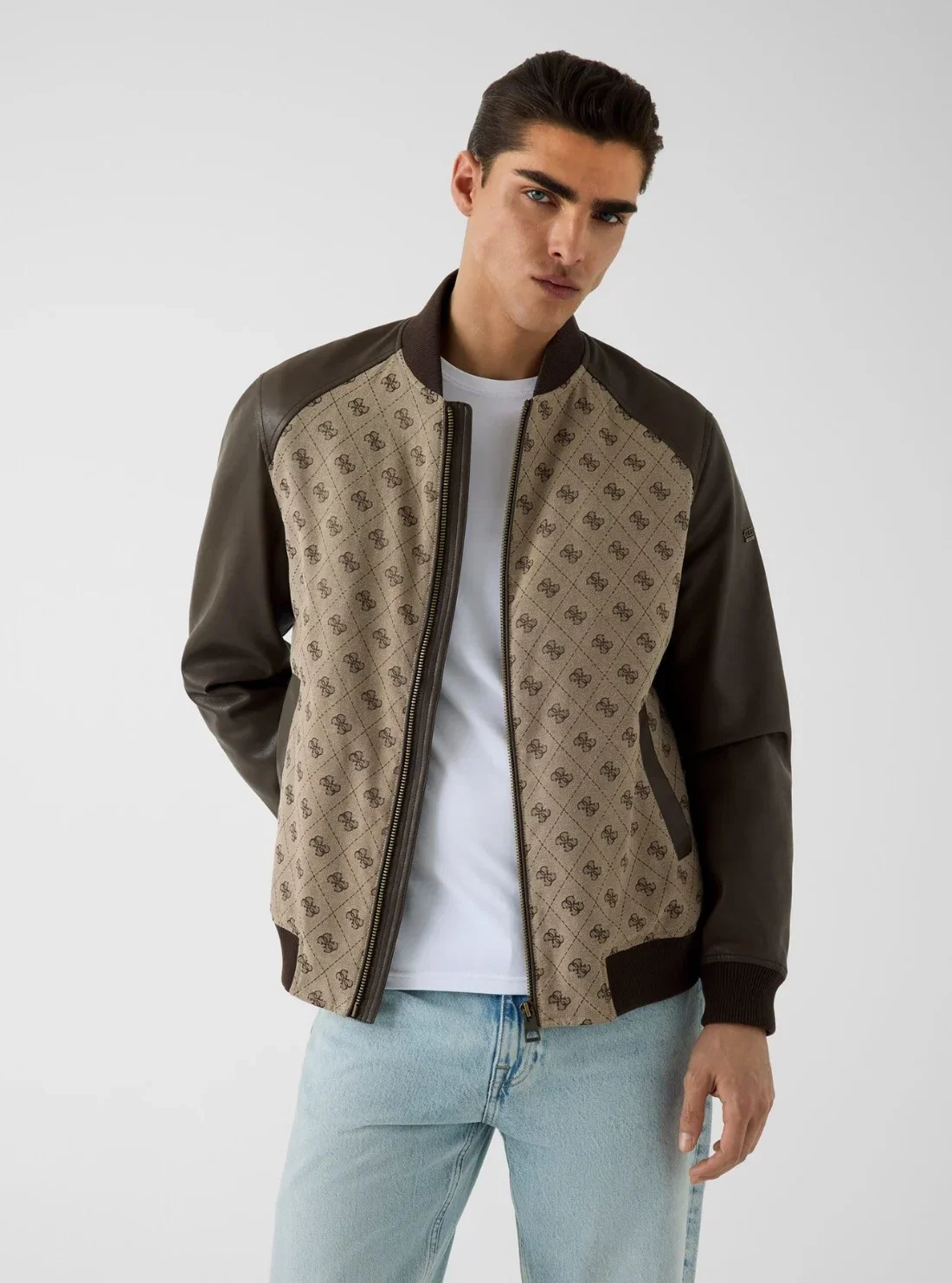Image of Sand 4G Logo Monogram Bomber Jacket