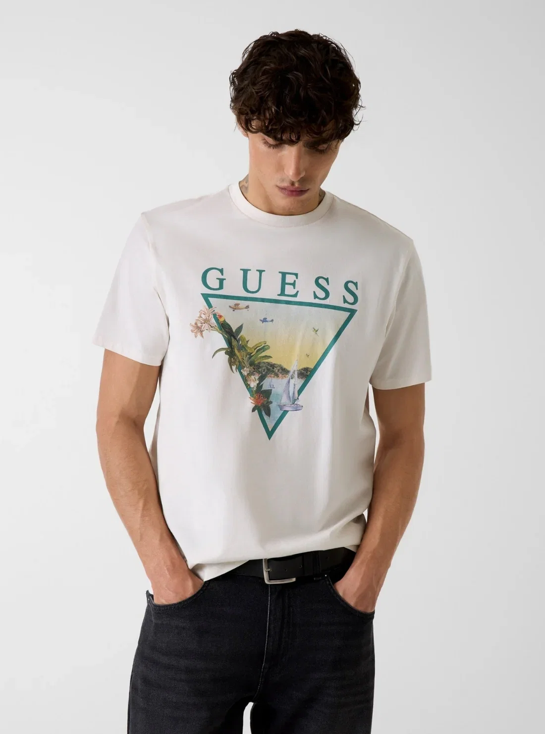 Image of White Sunset Graphic Logo T-Shirt
