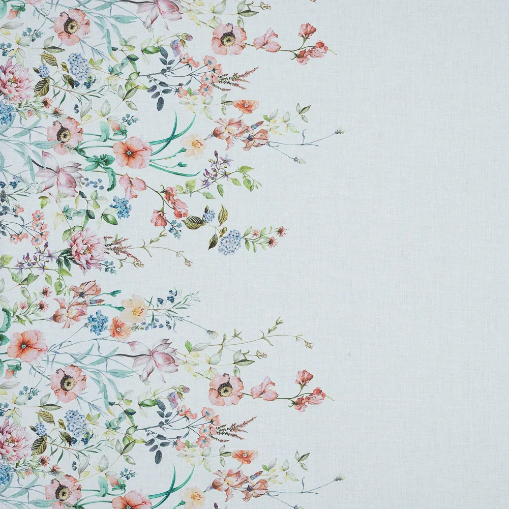 Image of Cotton Voile - White Floral Border - La Marche des Fleurs Print - Mood Exclusive Jacques Collection