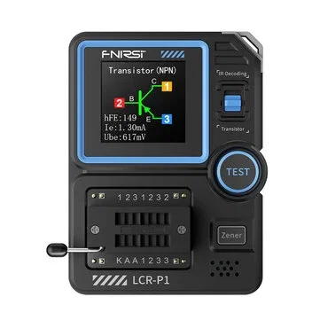 FNIRSI LCR-P1 Transistor Tester Diode Triode Capacitance Meter 1.44 Inch Color Screen USB Type-C Anti-Burn Protection