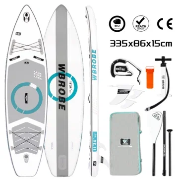 [EU Direct] WaveRite Allrounder2 335*86*15CM Inflatable Stand Up Paddle Board Foot Pedal Design Load Capacity up to 200kg Ultra-Light SUPBoard For Solo Adventure 2+1 Family Touring Unisex Adult Paddle Board