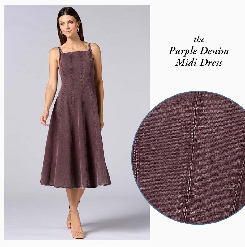 Shop Purple Denim Midi Dress
