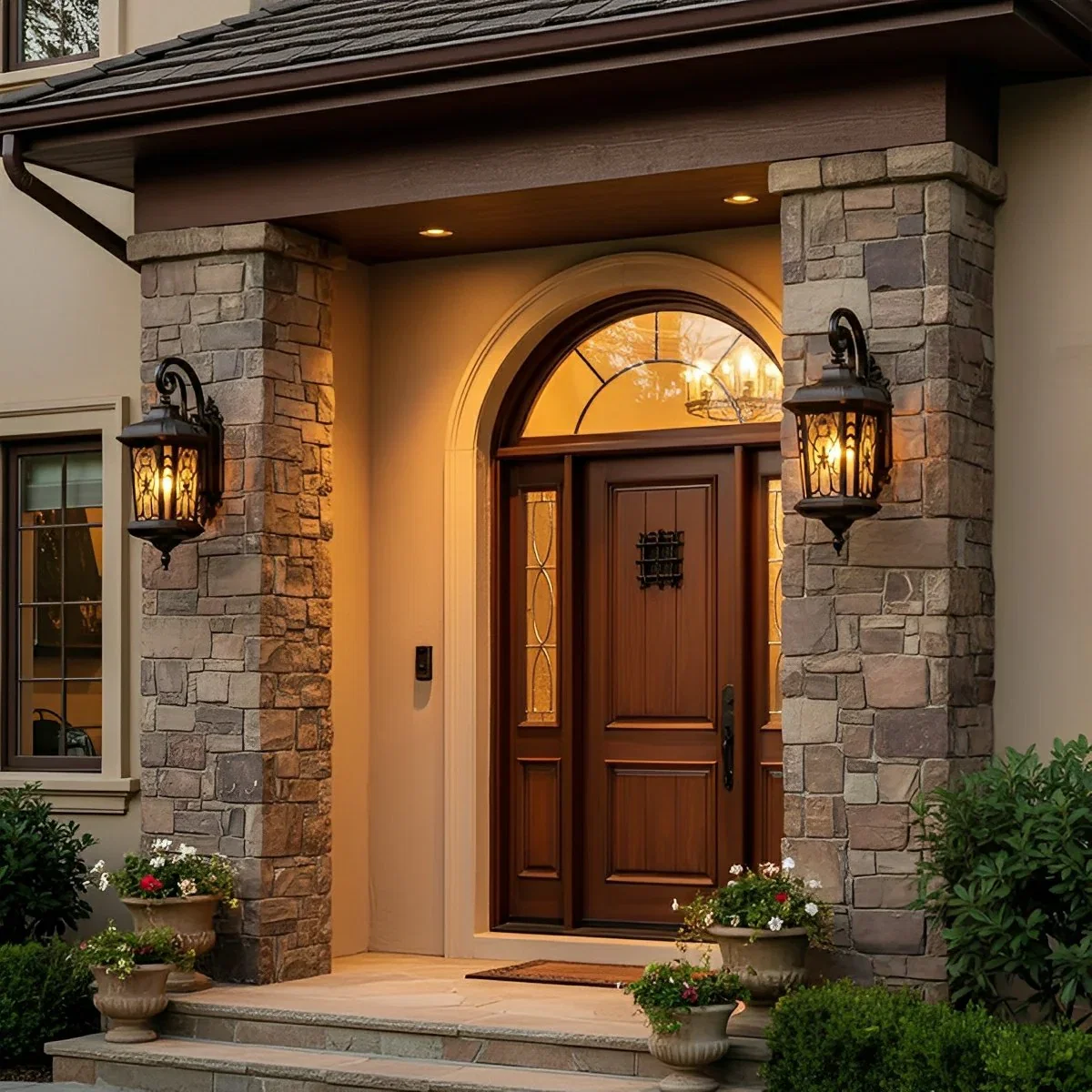 Image of Vintage Waterproof Window Paper-cuts Outdoor LED Porch Light Exterior Wall Lights