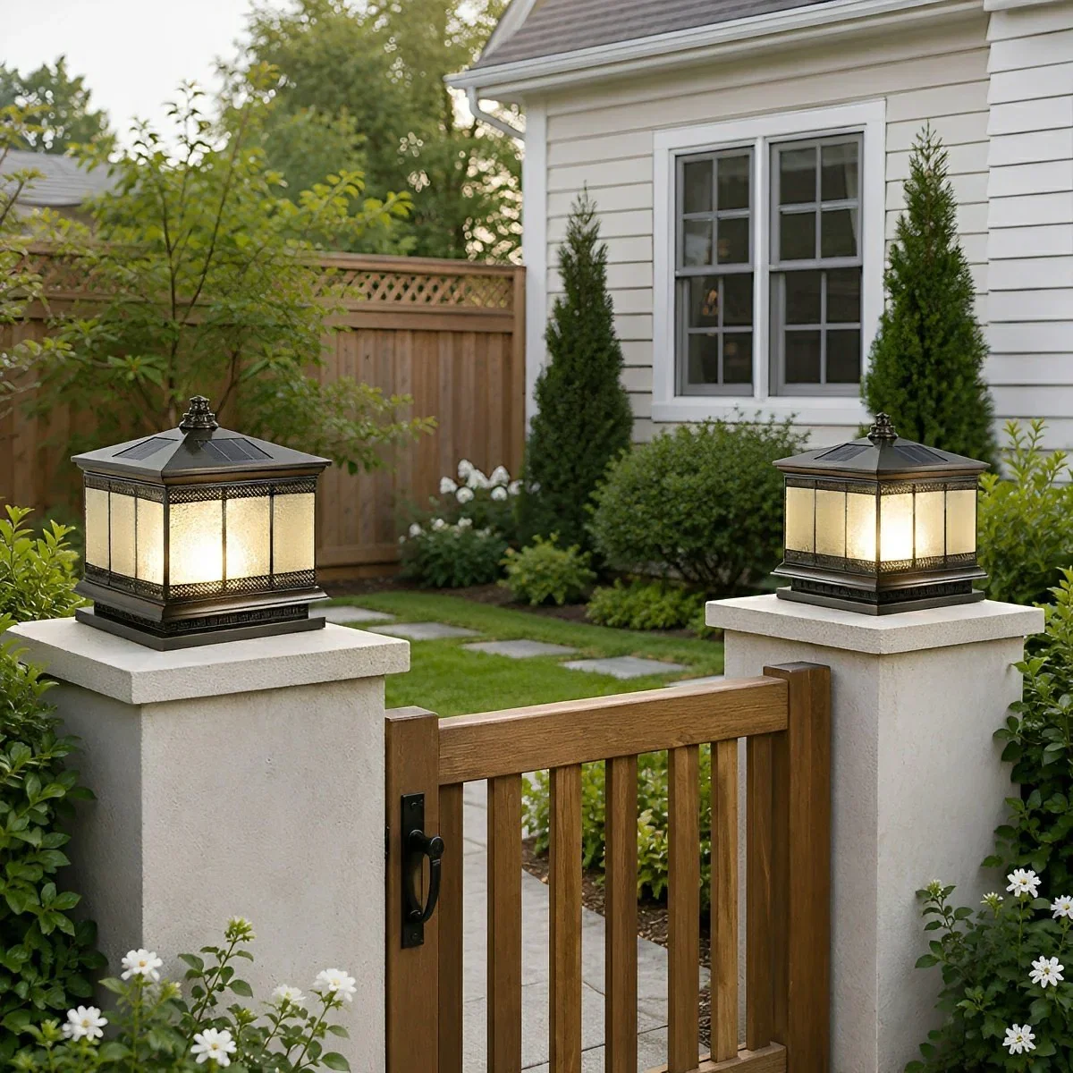 Image of Vintage Waterproof Tower Shape Fence Outdoor Post Caps Lights