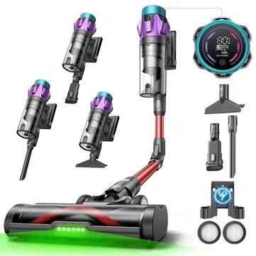 [EU Direct] Ultenic U18 Pro Cordless Vacuum Cleaner, 600W 55Kpa Strong Suction, 80min Max Runtime, 180° Bendable Wand, Self-Standing Design, LED Display, Low Noise, for Pet Hair, Carpets, and Hard Floors