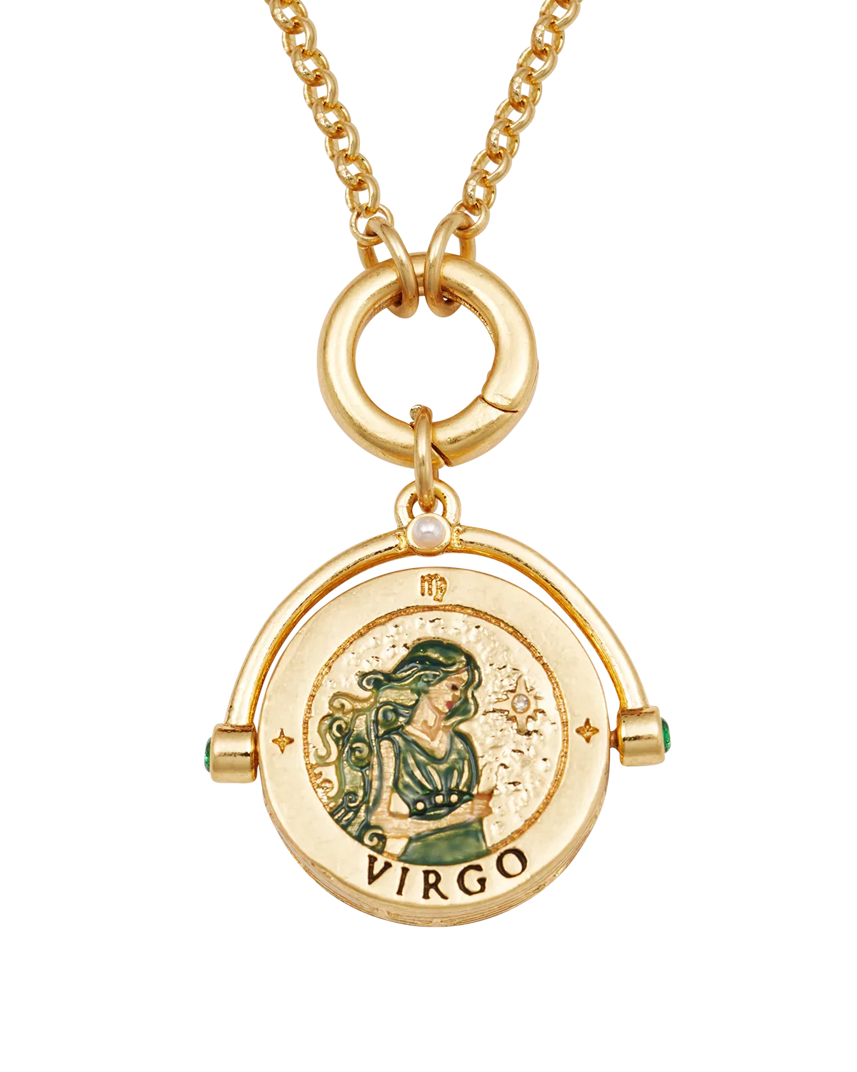Image of Virgo Zodiac Spinner Necklace in Gold