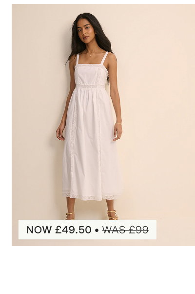 White Panelled Lace Trim Sawyer Midi Dress