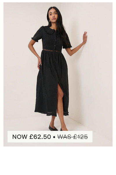 Black Broderie Anglaise Orla Midi Dress