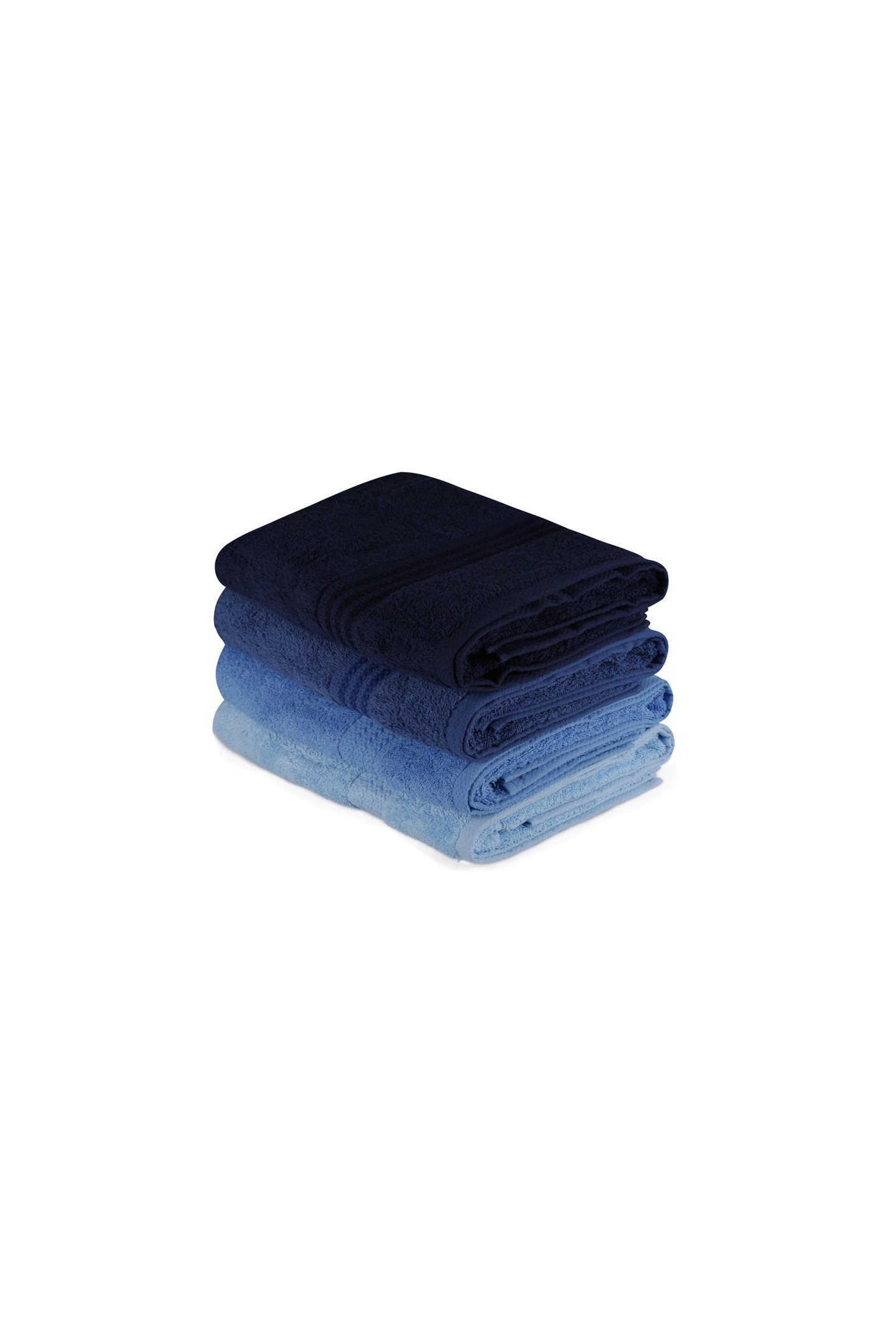 Ensemble de serviettes de bain (4 pièces) - Bleu foncé Bleu clair