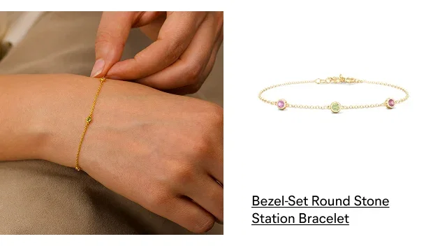 Bezel-Set Round Stone Station Bracelet