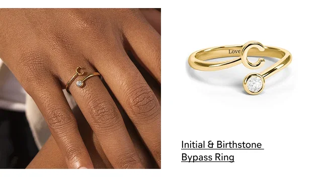 Initial & Birthstone Bypass Ring
